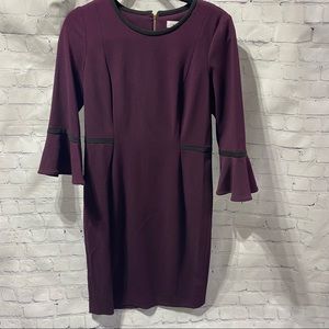 Purple Calvin Klein bell sleeve dress